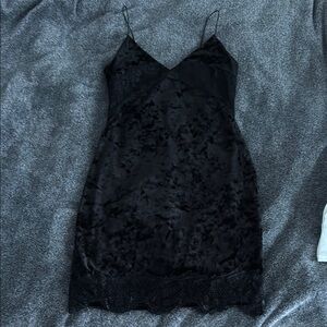 TOPSHOP Black Velvet Slip Dress
